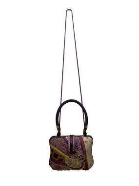 Bohemian Women’s Purple Patchwork Beaded Handbag With Embellished Details